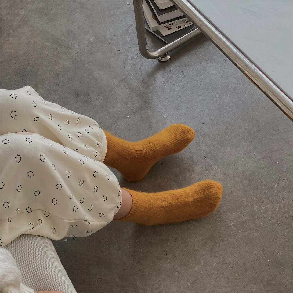 Lote 5 pares de calcetines informales gruesos de lana para mujer color suave cálidos Fanshion para niña Foto 3 de 4