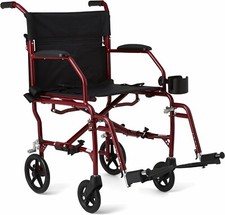 Medline Ultra Lightweight Transport Wheelchair for Adults Foldable, 19-Inch Seat