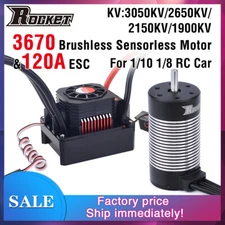 Rocket 3670 Waterproof Brushless Sensorless Motor w/120A ESC for 1/8 1/10 RC Car