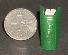 Book Green Gold Embossed 1:12 #P1006(2)Green Library School Doll Miniature Books