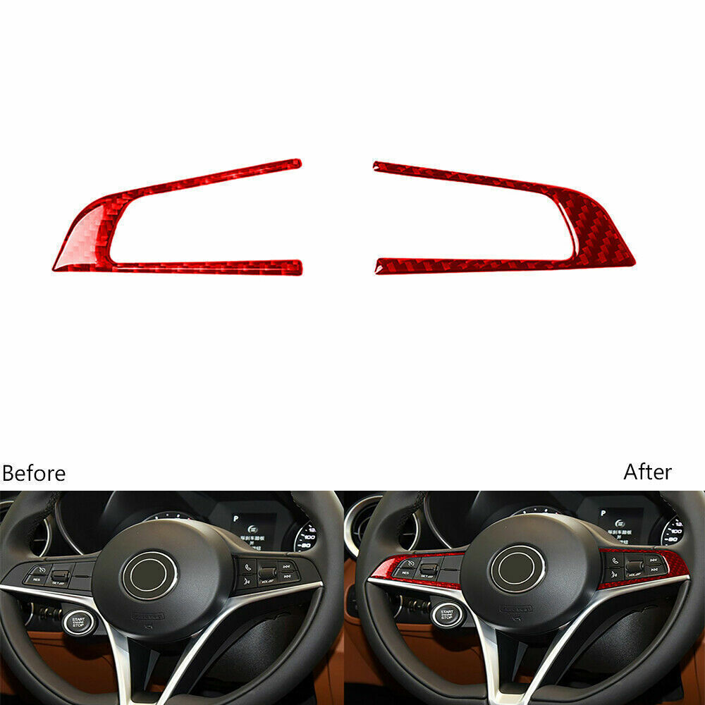 Carbon Fiber Steering Wheel Trim Cover Fit for Alfa Romeo Giulia 17-20