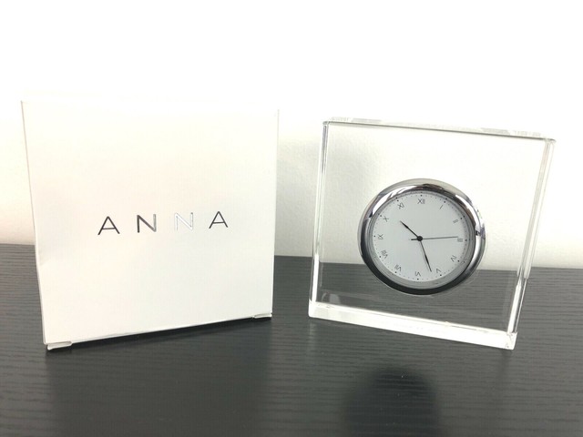 Anna New York Vola Luxury Lucite Desk Clock Clear Silver Tone