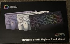 Wireless Keyboard and Mouse Combo, 9 Backlit Effects, Wrist Rest, Phone Holder