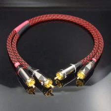 Pair 5N OFC Pure Copper Cord with Gold Plated RCA Connector HIFI RCA Audio Cable