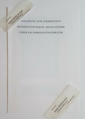 Einladung Subskription Kleist Marionettentheater The Bear Press Benda Bayreuth