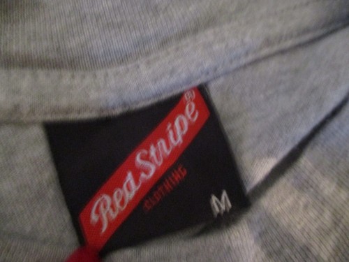 Rot gestreifte Kleidung ~ graues Herren-T-Shirt ~ rot gestreift Lager Bier ~ Größe M - Bild 11 von 11
