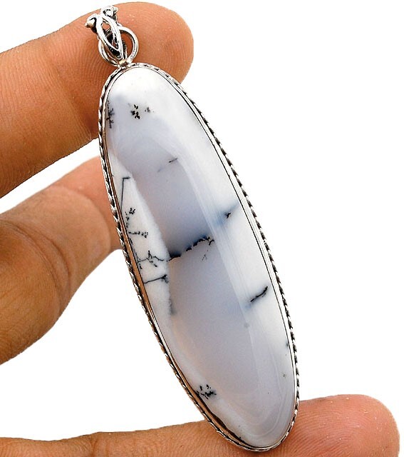 Natural Winter Dendrite Opal 925 Solid Sterling Silver Pendant Jewelry @16-7