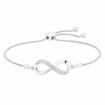 0.02 Ctw 925 Sterling Silver Diamond Infinity Adjustable