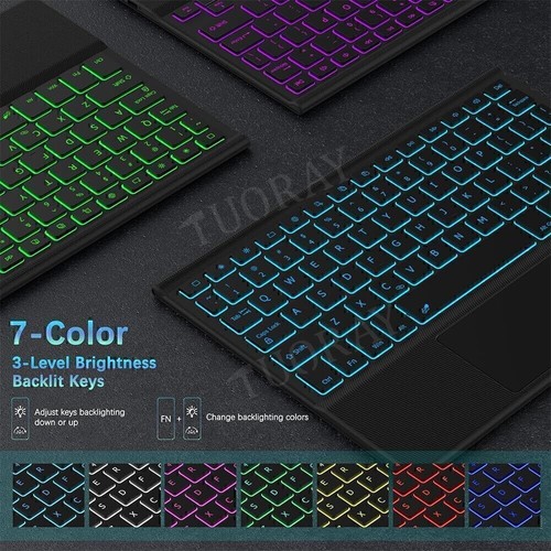 Backlit Touchpad Keyboard Case Mouse For iPad 11th/10/9/8/7/6 Gen Air 11 M3 2025 - Picture 11 of 46