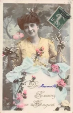 Old postcard - fantasy art photos - woman (123468)