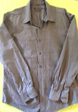 SPORTSCRAFT Grey/ White Stripe LONG SL. SHIRT  LARGE  Tapered Fit