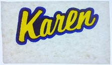 Original Vintage Here Comes Karen ...Mini Iron On Transfer