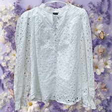 New, White, Eyelet Blouse with Buttons