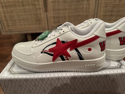 a bathing ape bapesta shark white