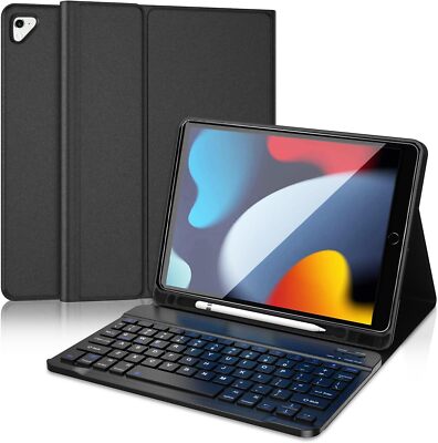 AICase Keyboard Case for iPad A16/10th 9th 8 Generation Leather Folio Back Cover