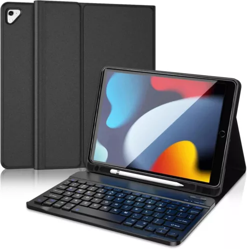 AICase Keyboard Case for iPad 9th 8th 7th Generation Leather Folio Back Cover