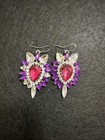 Pair Of Contemporary Dangle Earrings Multi Colored Rhinestones — photo 2
