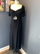Old Navy Black Cotton Midi Dress with Cinch Keyhole Opening Medium