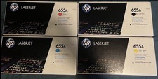 HP 655A Toner Cartridge Set   Black, Cyan, Magenta, Yellow -New - Sealed Box