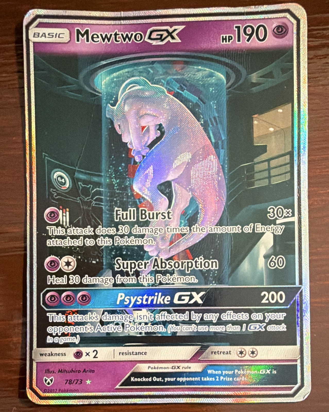 Mewtwo GX 78-73 Secret Rare Shining Legends Creased/Clean Front/Display Card/OBO