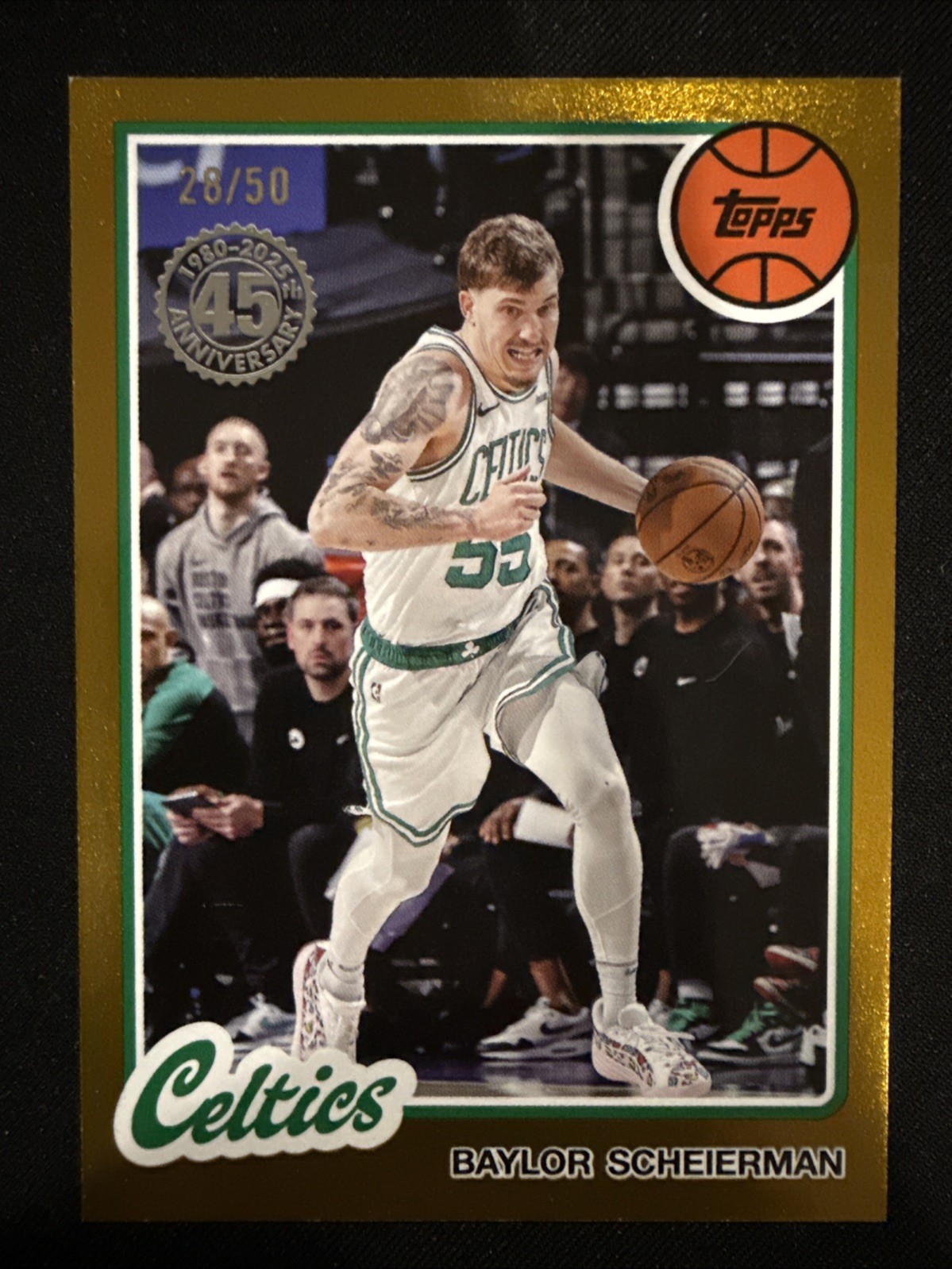 2024-25 Topps Baylor Scheierman 80BK-49 45th Anniversary Gold #/50 Celtics SP