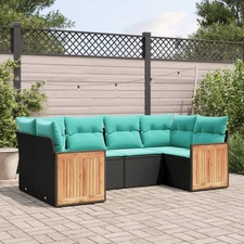 Patio Sofa Set Black, Blue