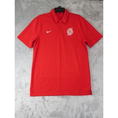 Nike Dri Fit Portland Trail Blazers Polo Shirt Red Mens Medium Golf NBA