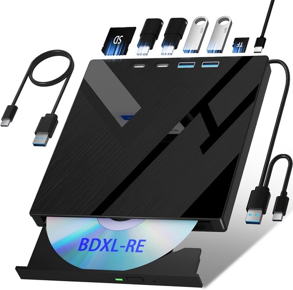 Unidad Blu-ray externa 7 en 1 USB 3.0 BD DVD CD grabadora grabadora SD/TF concentrador