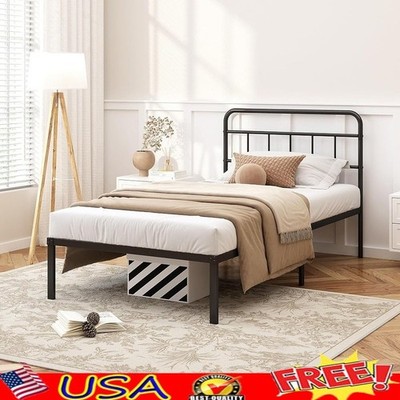 Metal Queen Bed Frame Durable Easy Assembly Under Bed Storage Minimalist Design