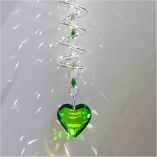 Big Heart Crystal Sun Catchers for Windows Hanging, Double-Spiral Design Gazing