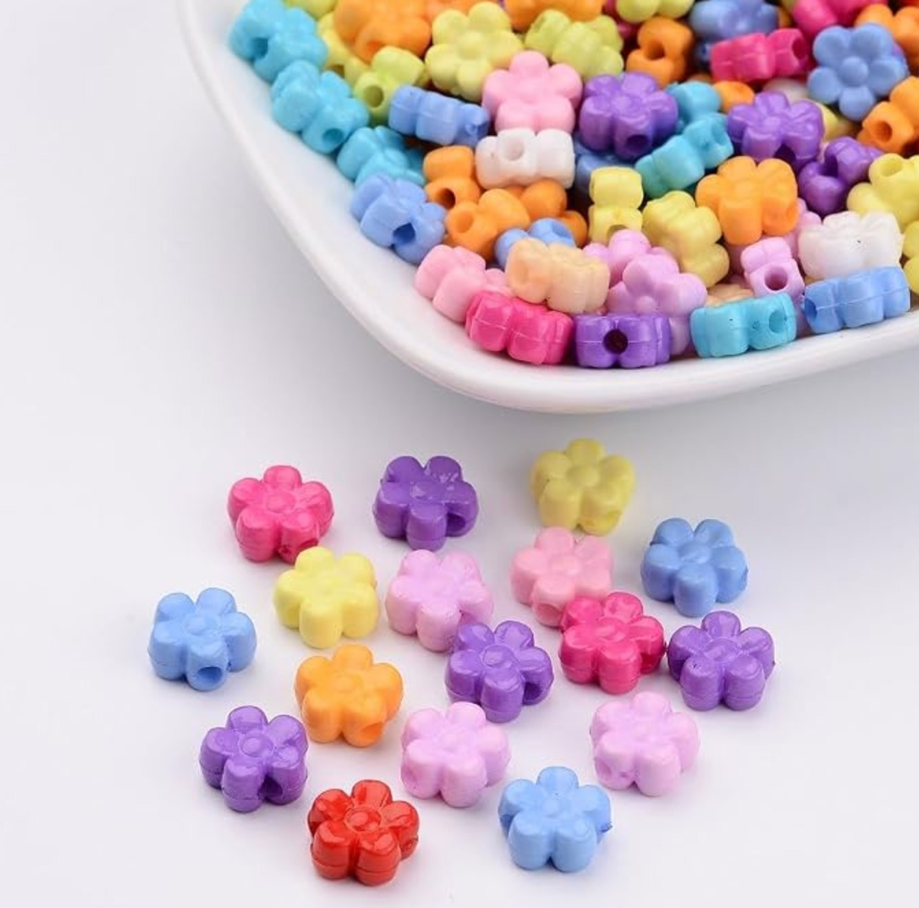 2pcs Flower Acrylic Beads for Jewelry Making 8.5x9x4mm Colorful Floral Plastic