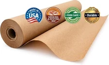 Brown Butcher Paper Roll (17-1/2" x 100 Feet) Unbleached, Unwaxed & Uncoat