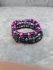 Set Of 3 Magnet Bead Bracelet Red,pink,blue Stackable