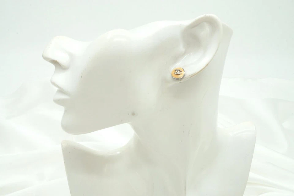 CHANEL 00T Coco Marke Rund Ohrringe Beige 4398j - Bild 2 von 4