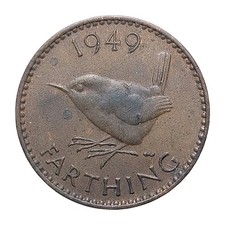 1949 British Farthing – George VI – Bronze – Iconic Wren Design Z3541