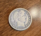 1916-D 25C Barber Quarter Historic Silver Coin Semi Key Date Last Year