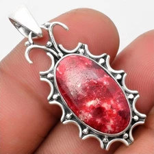 Natural Pink Thulite - Norway 925 Sterling Silver Pendant Jewelry P-1249