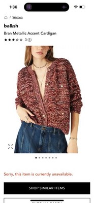 Bash Sweater Jacket Cardigan Metallic Yarn Buttons Classic New With Tags