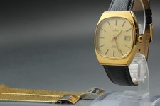 Vintage N Mint OMEGA De Ville Cal.1342 Gold 34mm Push Crown Men Qz watch U590