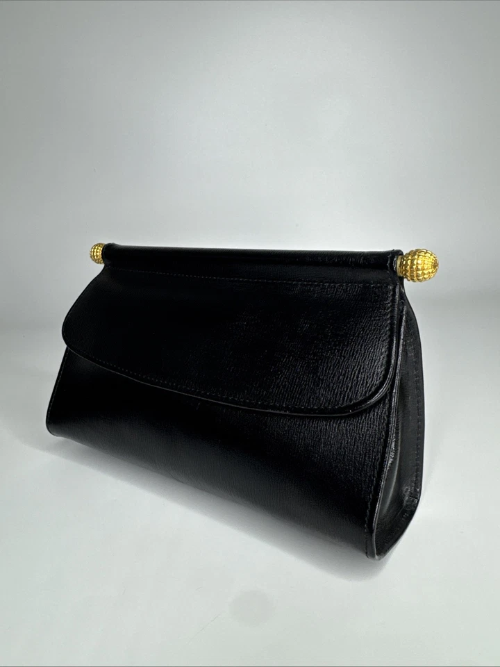 ANNE KLEIN 复古黑色皮革手拿包 — 第 2/4 张图片