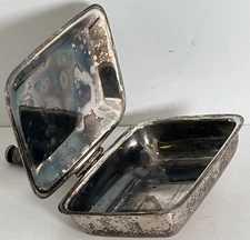 Vintage Castle Silver On Copper Silent Butler Ornate Crest Barrel Hinged Cover