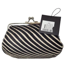 NEW Adorable Club Monaco Calf Hair Leather Zebra Print Coin Purse NWT