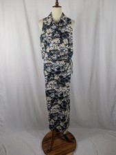 Winnie Fashion Hawaiian Wrap Skirt Tank Top Set Floral Tropical Made in USA Sz L