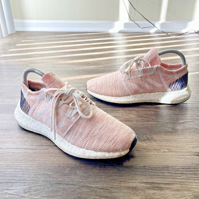 Adidas PureBoost Go Womens Size 6.5 Orange Pink Walking Running Shoes Sneakers