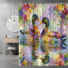 Duck Floral Shower Curtain Colorful Watercolor Print