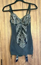 Vintage 60s Give and Take Corde de Paris Black Lace Satin Girdle