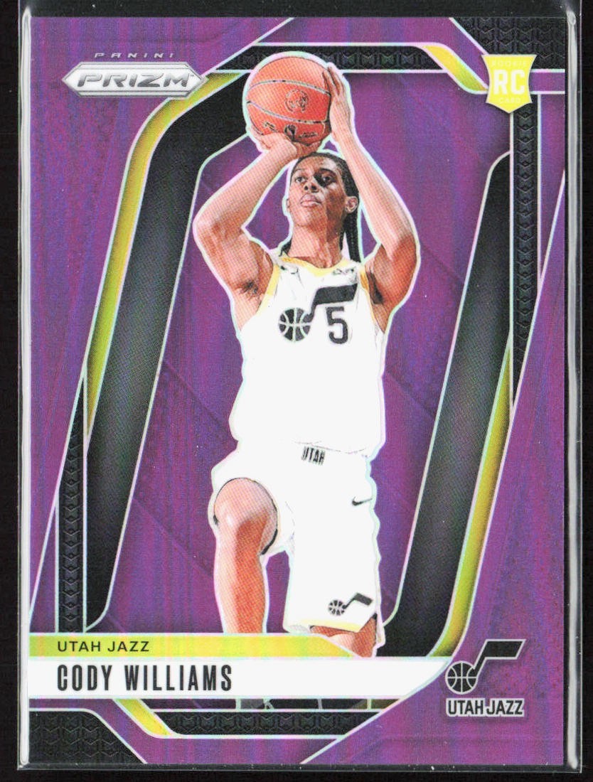 2024-25 Panini Prizm Cody Williams Purple /99 #232 RC Rookie Card Utah Jazz