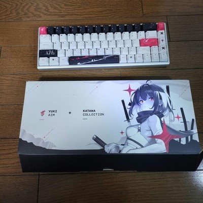 Yuki Aim Gaming Keyboard Katana Collection White Black Pink JP Used Untested