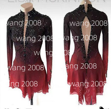 Ice Skating Dress Elasticity Competition Skating Wear Jeweled black red