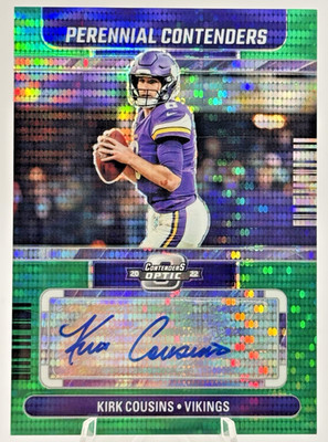 Kirk Cousins 2022 Panini Contenders Optic Perennial Auto Green Pulsar /20